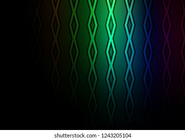 Dark Multicolor, Rainbow vector pattern with lines, rectangles. Glitter abstract illustration with colorful lines, rhombuses. Best design for your ad, poster, banner.