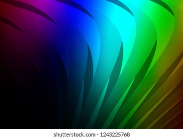Dark Multicolor, Rainbow vector pattern with narrow lines. Blurred decorative design in simple style with lines. The pattern can be used as ads, poster, banner for commercial.