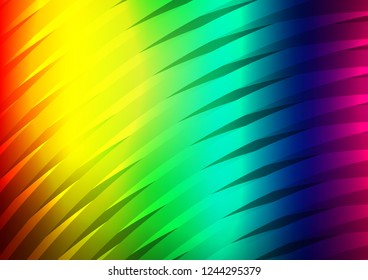 Dark Multicolor, Rainbow vector pattern with narrow lines. Blurred decorative design in simple style with lines. The pattern can be used for busines ad, booklets, leaflets