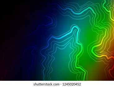 Dark Multicolor, Rainbow vector pattern with lines, ovals. Creative illustration in halftone marble style with gradient. Marble style for your business design.