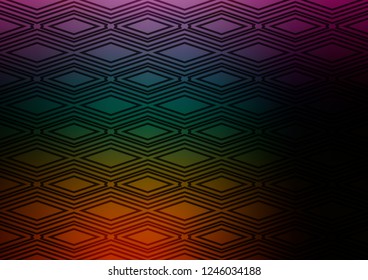 Dark Multicolor, Rainbow vector pattern with lines, rectangles. Colorful decorative design in simple style with lines, rhombuses. Backdrop for TV commercials.