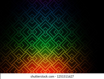 Dark Multicolor, Rainbow vector pattern with narrow lines. Shining colored illustration with narrow lines. Smart design for your business advert.