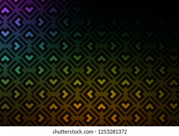 Dark Multicolor, Rainbow vector pattern with narrow lines. Lines on blurred abstract background with gradient. Smart design for your business advert.