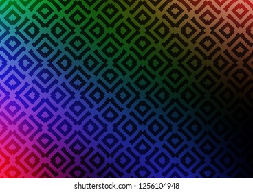 Dark Multicolor, Rainbow vector pattern with lines, rectangles. Colorful illustration with lines, cubes on abstract template. Pattern for ads, posters, banners.