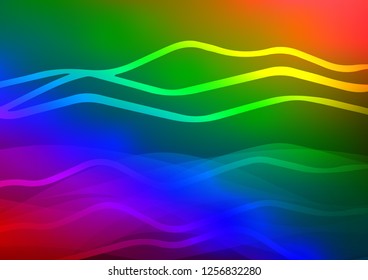 Dark Multicolor, Rainbow vector pattern with narrow lines. Blurred decorative design in simple style with lines. The pattern can be used as ads, poster, banner for commercial.