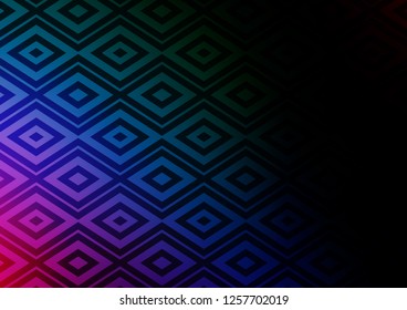 Dark Multicolor, Rainbow vector pattern with lines, rectangles. Colorful decorative design in simple style with lines, rhombuses. Best design for your ad, poster, banner.