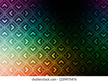 Dark Multicolor, Rainbow vector pattern with lines, rectangles. Colorful decorative design in simple style with lines, rhombuses. Pattern for ads, posters, banners.