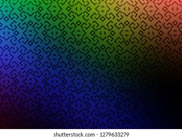 Dark Multicolor, Rainbow vector pattern with narrow lines. Lines on blurred abstract background with gradient. Best design for your ad, poster, banner.