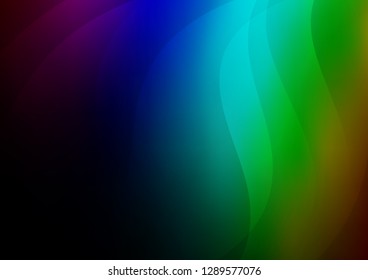 Dark Multicolor, Rainbow vector pattern with narrow lines. Lines on blurred abstract background with gradient. Smart design for your business advert.