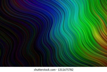 Dark Multicolor, Rainbow vector pattern with bent ribbons. An elegant bright illustration with gradient. A completely new marble design for your business.