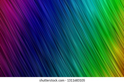 Dark Multicolor, Rainbow vector pattern with bent ribbons. Colorful abstract illustration with gradient lines. Brand new design for your ads, poster, banner.