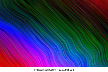 Dark Multicolor, Rainbow vector pattern with bent ribbons. An elegant bright illustration with gradient. The template for cell phone backgrounds.
