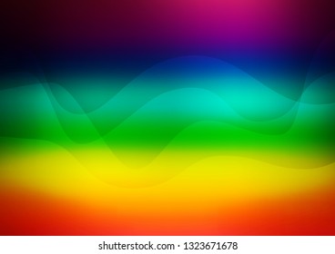 Dark Multicolor, Rainbow vector pattern with bent ribbons. An elegant bright illustration with gradient. Pattern for your business design.