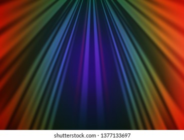 Dark Multicolor, Rainbow vector pattern with narrow lines. Shining colored illustration with narrow lines. Backdrop for TV commercials.