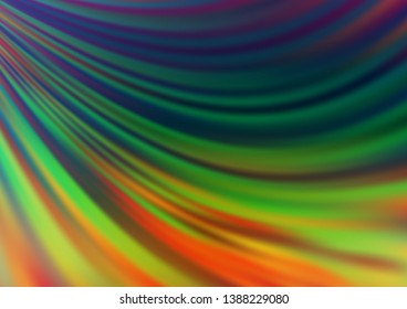Dark Multicolor, Rainbow vector pattern with lines, ovals. Glitter abstract illustration with wry lines. Marble style for your business design.