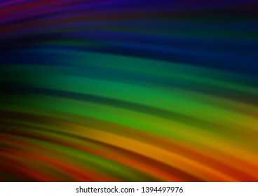 Dark Multicolor, Rainbow vector pattern with curved circles. Blurred geometric sample with gradient bubbles.  Textured wave pattern for backgrounds.