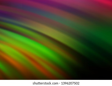 Dark Multicolor, Rainbow vector pattern with curved circles. Shining illustration, which consist of blurred lines, circles. Textured wave pattern for backgrounds.