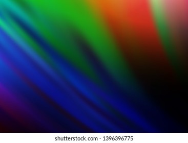Dark Multicolor, Rainbow vector pattern with lines, ovals. Glitter abstract illustration with wry lines. A new texture for your  ad, booklets, leaflets.
