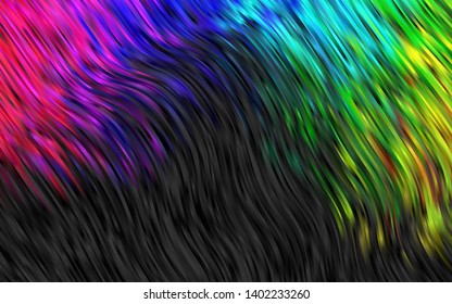 Dark Multicolor, Rainbow vector pattern with lines, ovals. A completely new color illustration in marble style. A new texture for your  ad, booklets, leaflets.