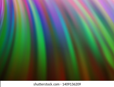 Dark Multicolor, Rainbow vector pattern with bent ribbons. Creative illustration in halftone marble style with gradient. Pattern for your business design.