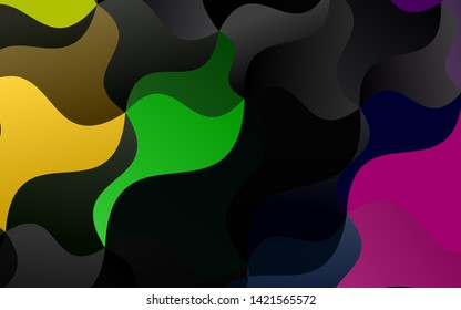 Dark Multicolor, Rainbow vector pattern with lamp shapes. Shining crooked illustration in marble style. New composition for your brand book.