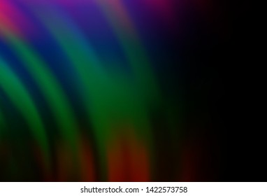 Dark Multicolor, Rainbow vector pattern with lines, ovals. Modern gradient abstract illustration with bandy lines. Marble design for your web site.
