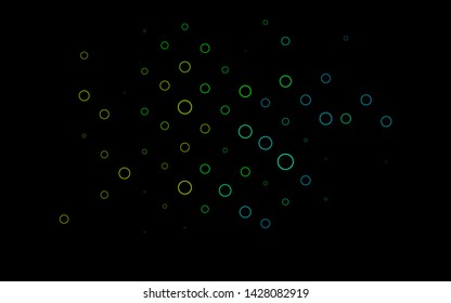 Dark Multicolor, Rainbow vector pattern with spheres. Blurred bubbles on abstract background with colorful gradient. Pattern for beautiful websites.