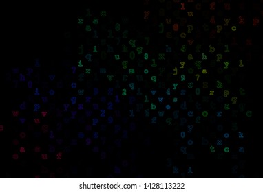 Dark Multicolor, Rainbow vector pattern with ABC symbols. Blurred design in simple style with signs of alphabet. Smart design for your business advert of university.