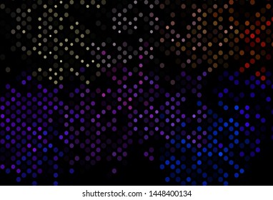 Dark Multicolor, Rainbow vector pattern with spheres. Modern abstract illustration with colorful water drops. Pattern for ads, leaflets.