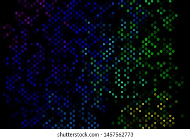 Dark Multicolor, Rainbow vector pattern with spheres. Beautiful colored illustration with blurred circles in nature style. Pattern for beautiful websites.