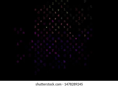 Dark Multicolor, Rainbow vector pattern with ABC symbols. Modern geometrical illustration with ABC english symbols. The pattern can be used for ad, booklets, leaflets of education.