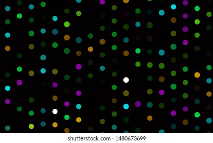 Dark Multicolor, Rainbow vector pattern with spheres. Beautiful colored illustration with blurred circles in nature style. Pattern of water, rain drops.