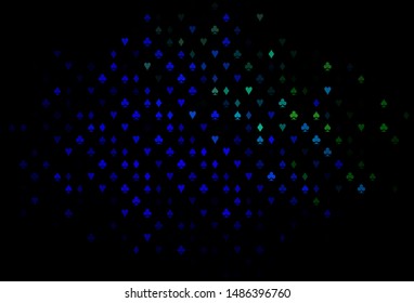 Dark Multicolor, Rainbow vector pattern with symbol of cards. Shining illustration with hearts, spades, clubs, diamonds. Design for ad, poster, banner of gambling websites.