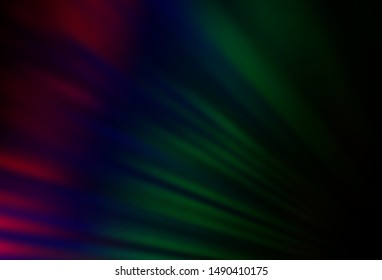 Dark Multicolor, Rainbow vector pattern with narrow lines. Lines on blurred abstract background with gradient. Smart design for your business advert.