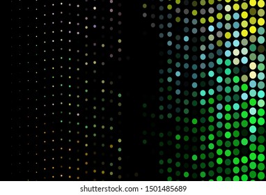Dark Multicolor, Rainbow vector pattern with spheres. Blurred decorative design in abstract style with bubbles. Design for posters, banners.