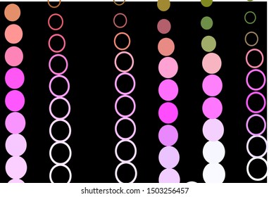 Dark Multicolor, Rainbow vector pattern with spheres. Glitter abstract illustration with blurred drops of rain. Pattern for ads, leaflets.