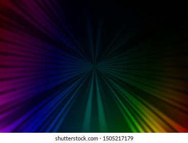 Dark Multicolor, Rainbow vector pattern with narrow lines. Glitter abstract illustration with colored sticks. Best design for your ad, poster, banner.