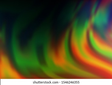 Dark Multicolor, Rainbow vector pattern with liquid shapes. Shining illustration, which consist of blurred lines, circles. The elegant pattern for brand book.