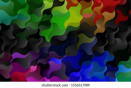 Dark Multicolor, Rainbow vector pattern with lamp shapes. Blurred geometric sample with gradient bubbles.  A completely new template for your business design.