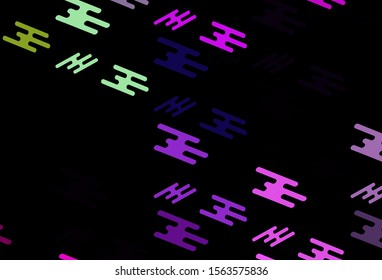Dark Multicolor, Rainbow vector pattern with narrow lines. Lines on blurred abstract background with gradient. Backdrop for TV commercials.