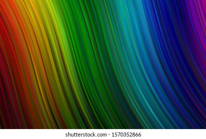 Dark Multicolor, Rainbow vector pattern with lines, ovals. A vague circumflex abstract illustration with gradient. Pattern for your business design.
