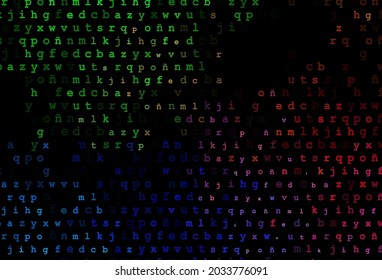 Dark multicolor, rainbow vector pattern with ABC symbols. Shining illustration with ABC symbols on abstract template. The pattern can be used for ad, booklets, leaflets of education.