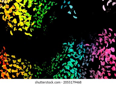 Dark Multicolor, Rainbow vector pattern with chaotic shapes. Colorful chaotic forms with gradient in modern style. Elegant design for wallpapers.