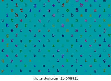 Dark multicolor, rainbow vector pattern with ABC symbols. Modern geometrical illustration with ABC english symbols. Template can be used as a background for ads of typography.