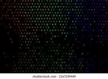Dark multicolor, rainbow vector pattern with ABC symbols. Shining colorful illustration with isolated letters. Best design for your ad, poster, banner of college.