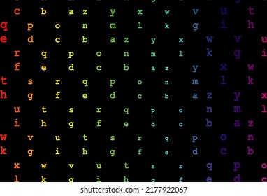 Dark multicolor, rainbow vector pattern with ABC symbols. Shining illustration with ABC symbols on abstract template. Template can be used as a background for ads of typography.
