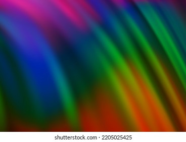 Dark Multicolor, Rainbow vector pattern with bent ribbons. An elegant bright illustration with gradient. Brand new design for your ads, poster, banner.