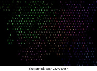 Dark multicolor, rainbow vector pattern with ABC symbols. Modern geometrical illustration with ABC english symbols. The pattern can be used for school, grammar websites.