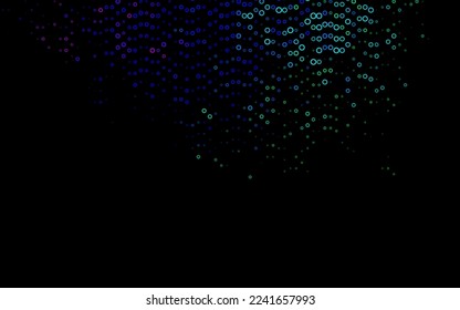Dark Multicolor, Rainbow vector pattern with spheres. Blurred bubbles on abstract background with colorful gradient. Pattern for ads, leaflets.