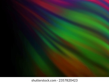 Dark Multicolor, Rainbow vector pattern with bent ribbons. Modern gradient abstract illustration with bandy lines. New composition for your brand book.